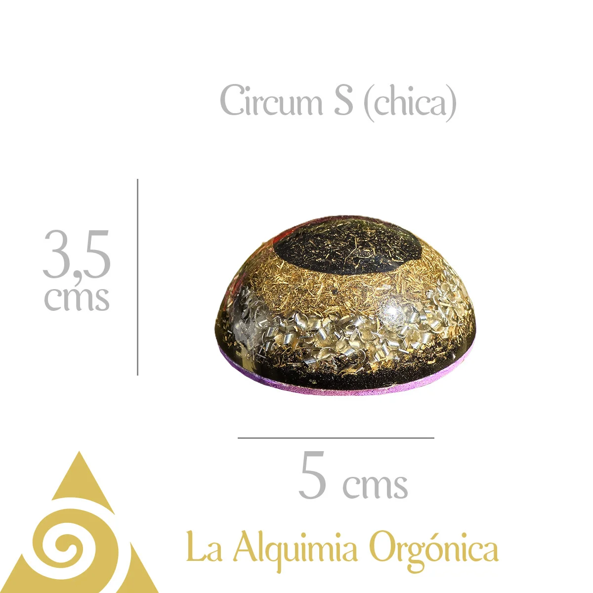 orgonita circum s semiesfera 5cm masaje energético