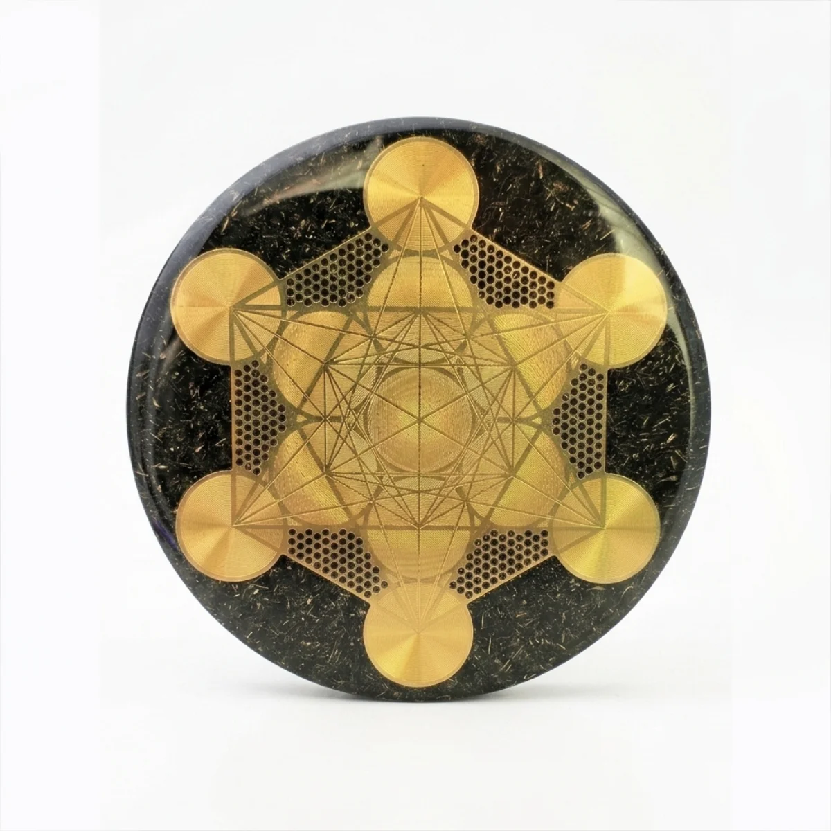 cargador orgonita cubo de metatron 8cm geometría sagrada