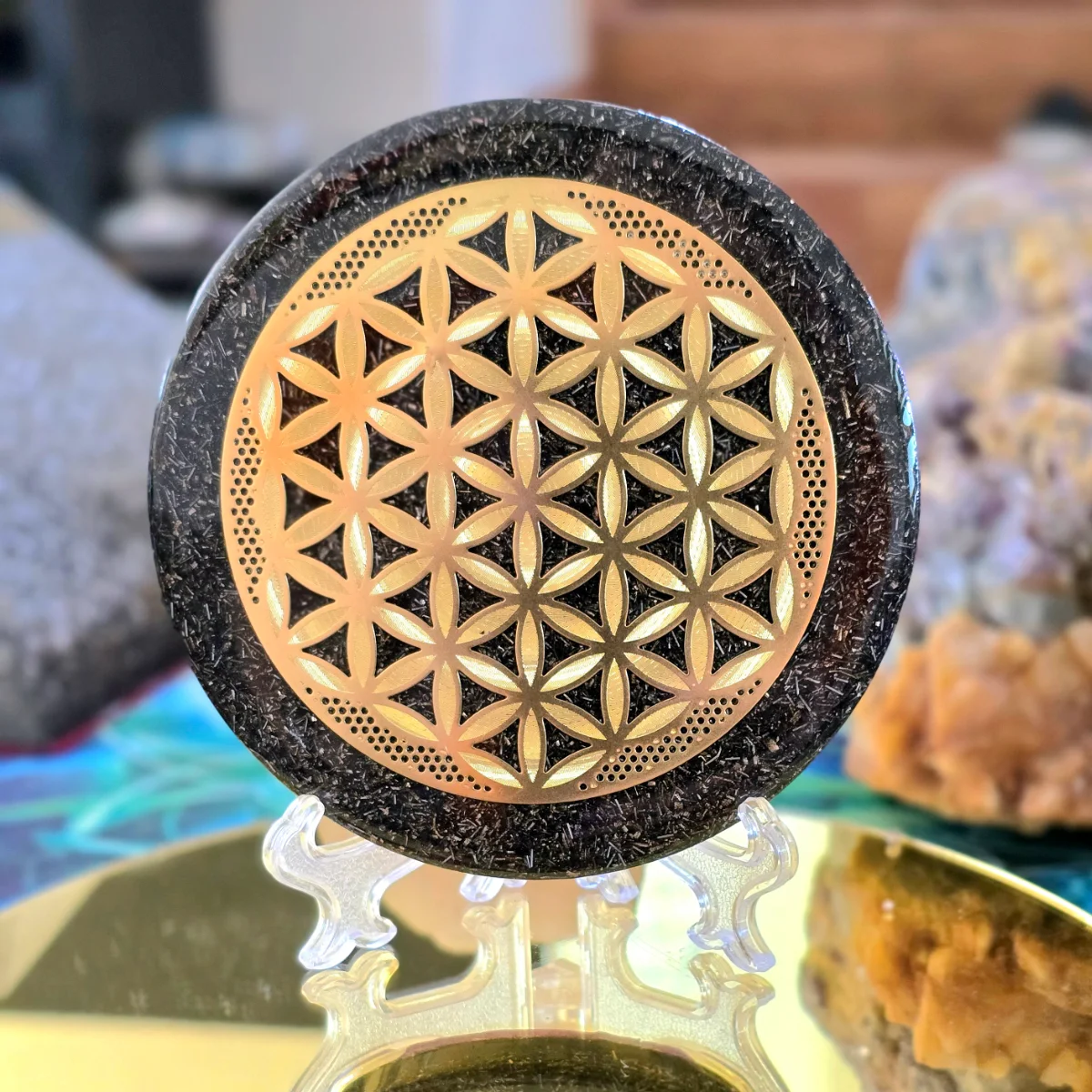 cargador orgonita flor de la vida meditación tercer ojo